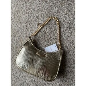 NEW ALDO Gold Snake‎ Print small Baguette Bag Chain Strap Evening party Purse